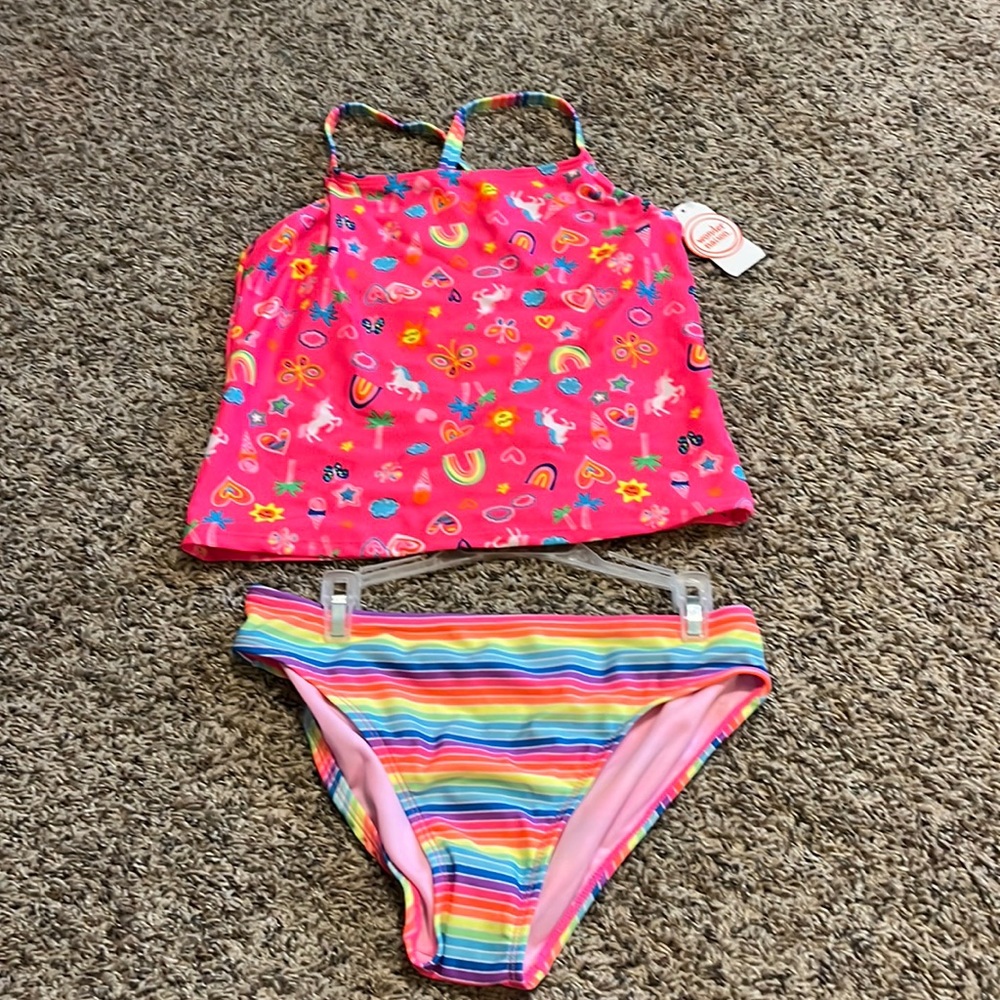 NWT, girls, two piece bathing suit size XL, 14/16